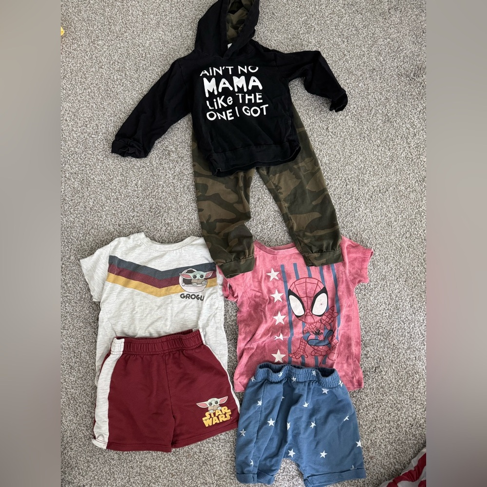 Kids Graphic Hoodie and T-Shirt Set with Shorts